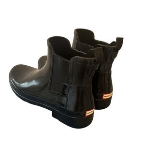 Hunter Glossy Black Ankle Boots